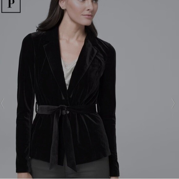 White house black market Velvet Belted Jacket with Removable Belt size 12 nwt - Picture 1 of 12